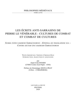 cover image of Les ecrits anti-sarrasins de Pierre le Venerable